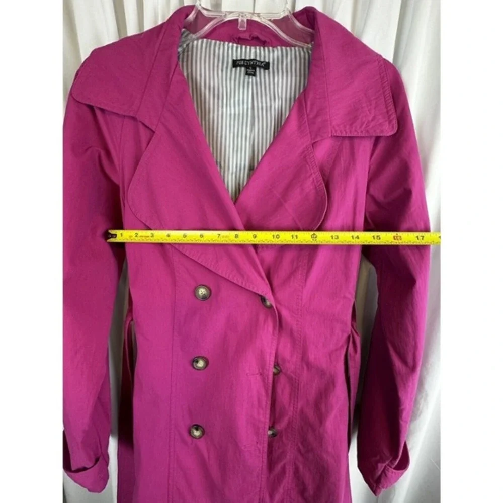 FOR CYNTHIA Womens‎ Double Breasted Belted Trench Coat Hot Pink Size L